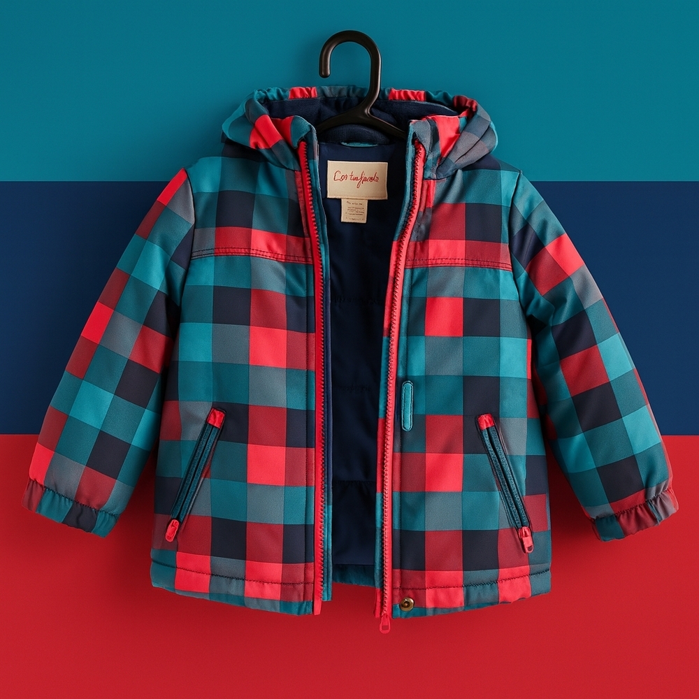 Cat & Jack Multicolor Plaid Hooded Jacket